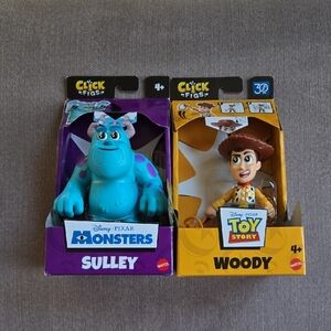 Disney Monsters Sulley & Toy Story Woody Click 'N' Play Figures- Click FIGS